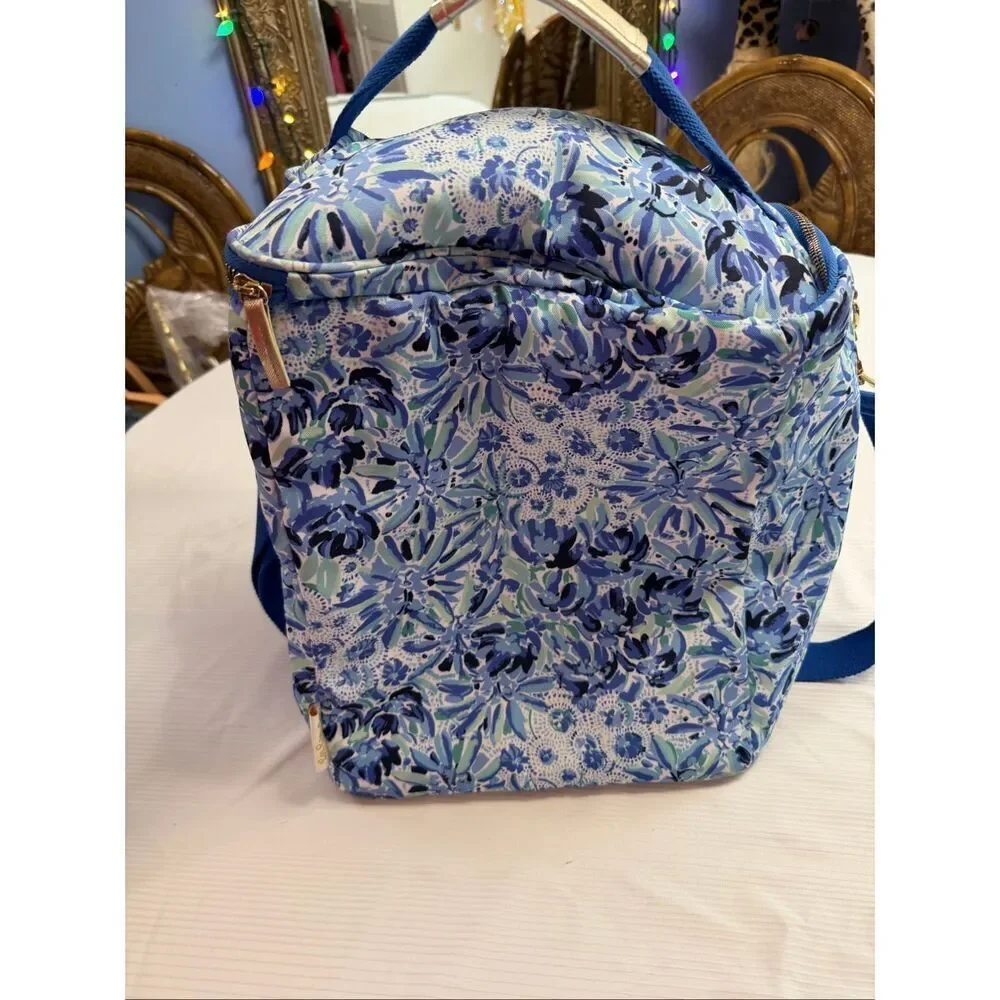Lilly Pulitzer Cooler Insulated Picnic Wine Carrier Shoulder Bag Aqua